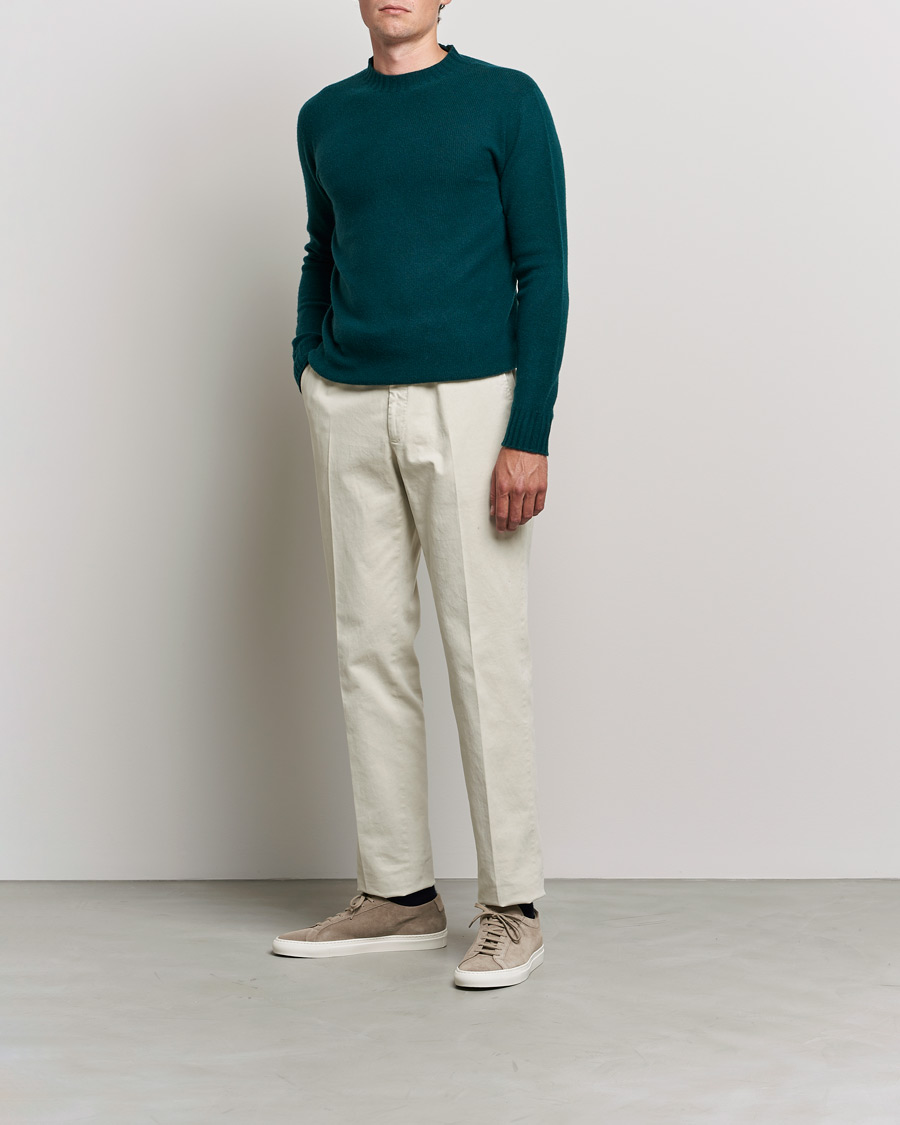Mies | Puserot | Altea | Wool/Cashmere Crew Neck Sweater Bottle Green