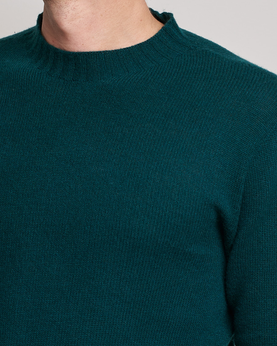 Mies | Puserot | Altea | Wool/Cashmere Crew Neck Sweater Bottle Green