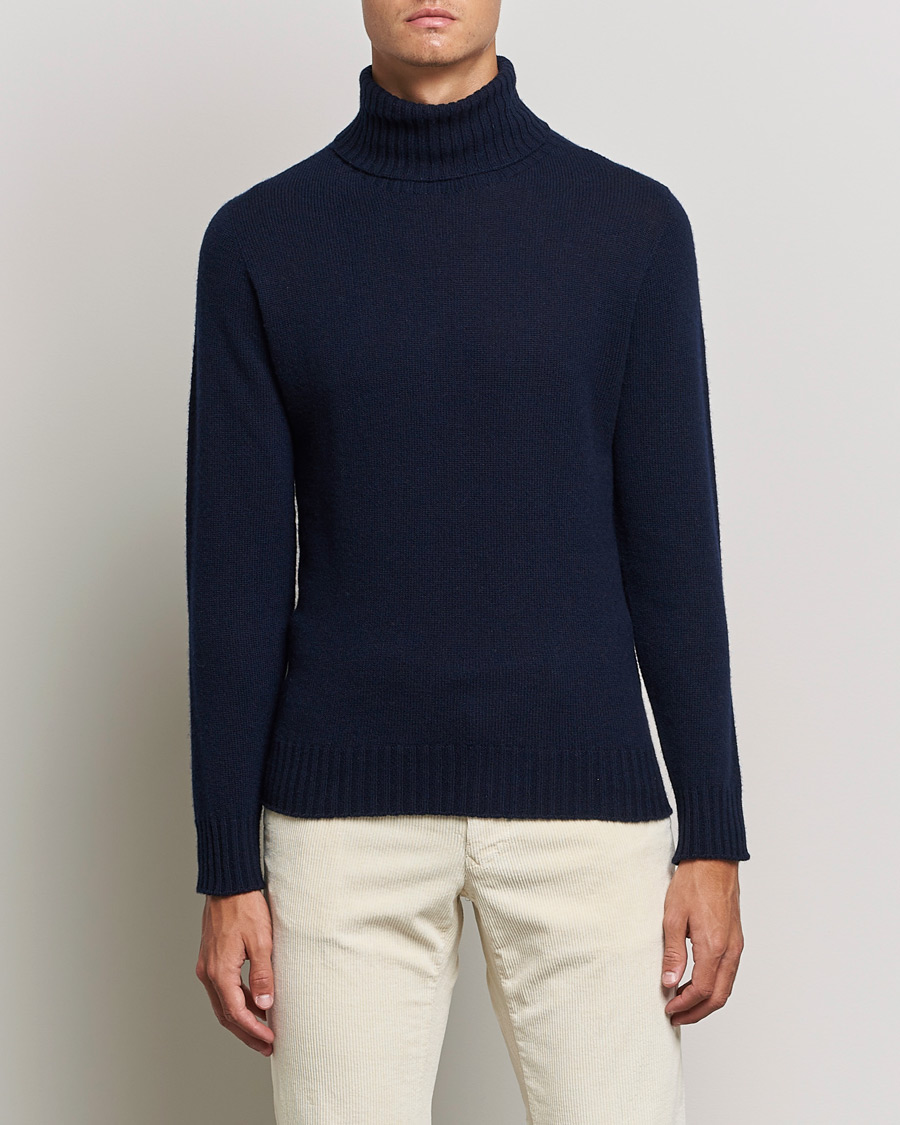 Mies | Puserot | Altea | Wool/Cashmere Turtleneck Sweater Navy