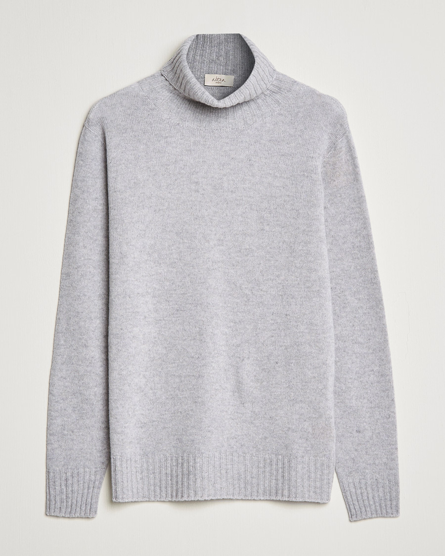 Mies | Puserot | Altea | Wool/Cashmere Turtleneck Sweater Light Grey