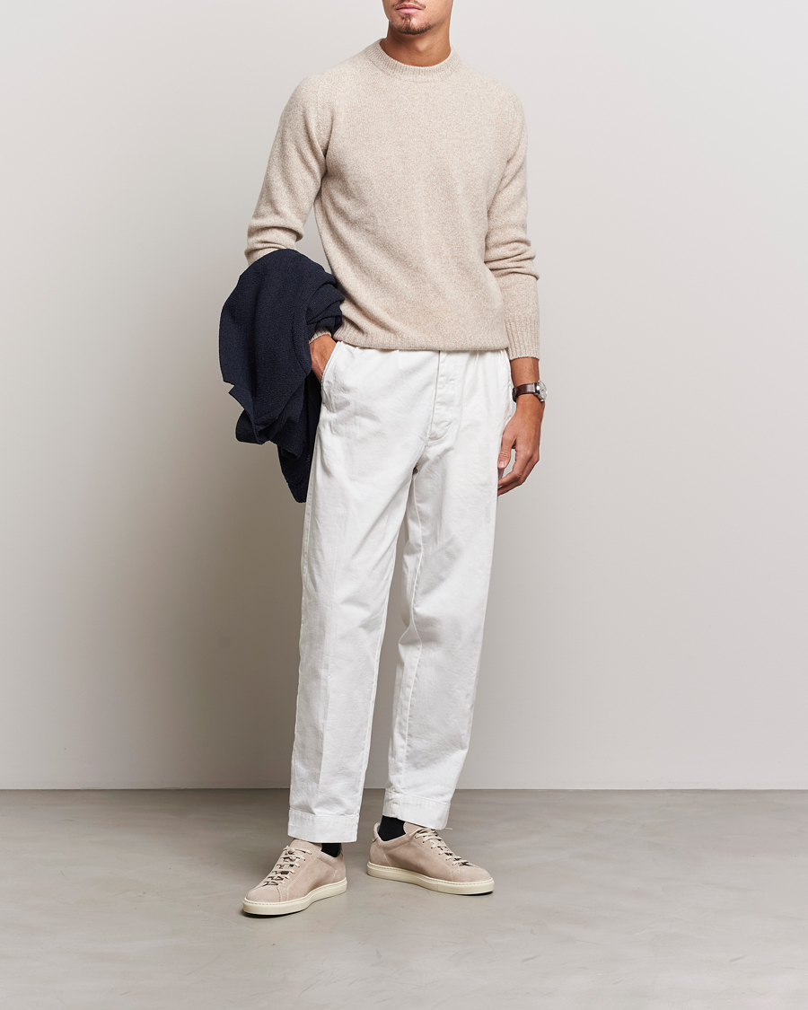 Mies | Puserot | Altea | Wool/Cashmere Crew Neck Pullover Beige Melange