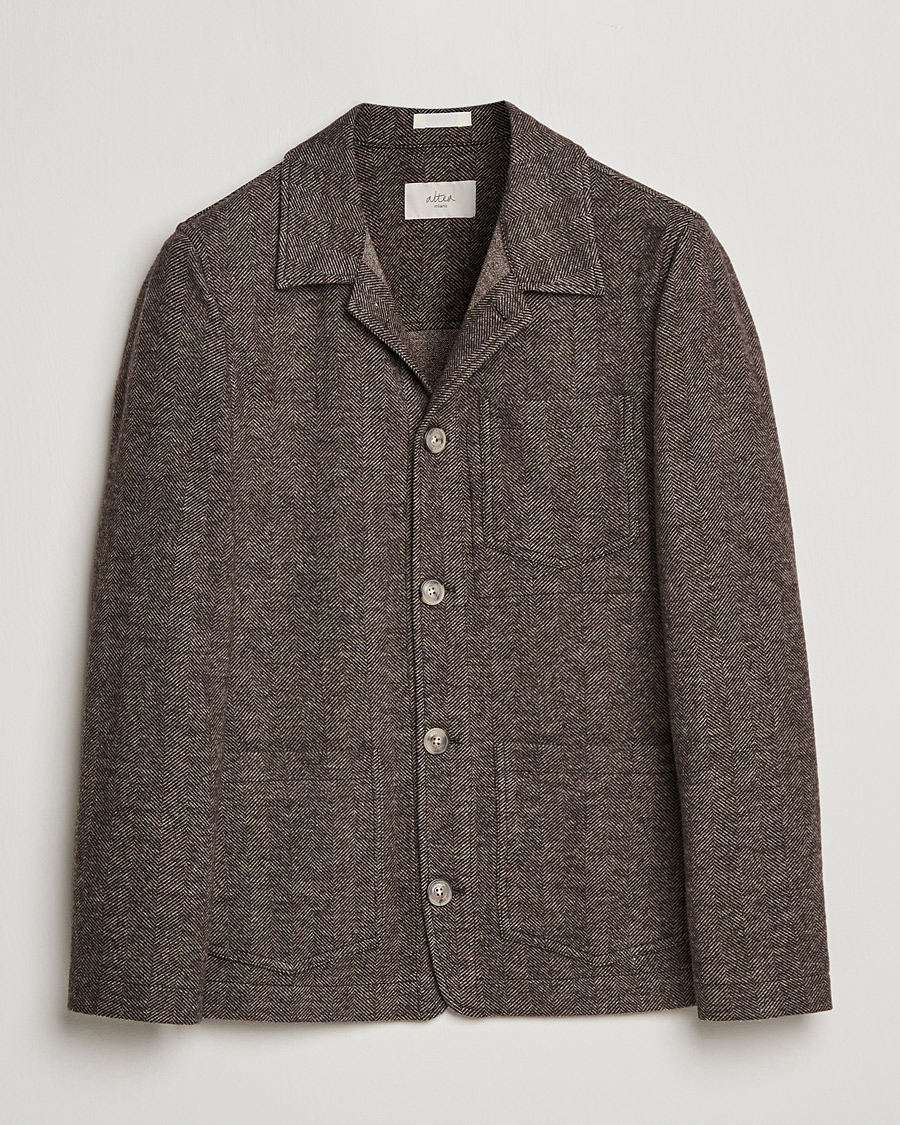 Mies | Takit | Altea | Herringbone Wool Chore Jacket Brown