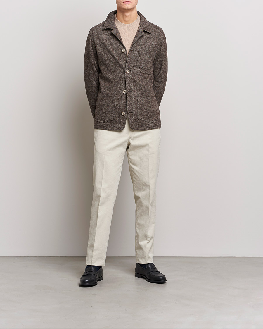 Mies | Takit | Altea | Herringbone Wool Chore Jacket Brown