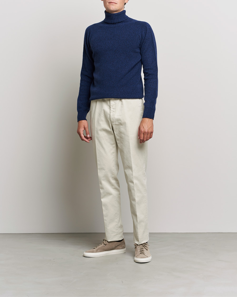Mies | Puserot | Altea | Cashmere Mouline Rollneck Navy Melange