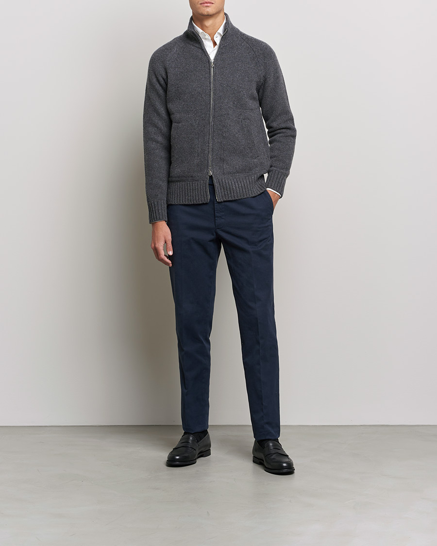 Mies | Puserot | Altea | Wool Zip Jacket Grey Melange
