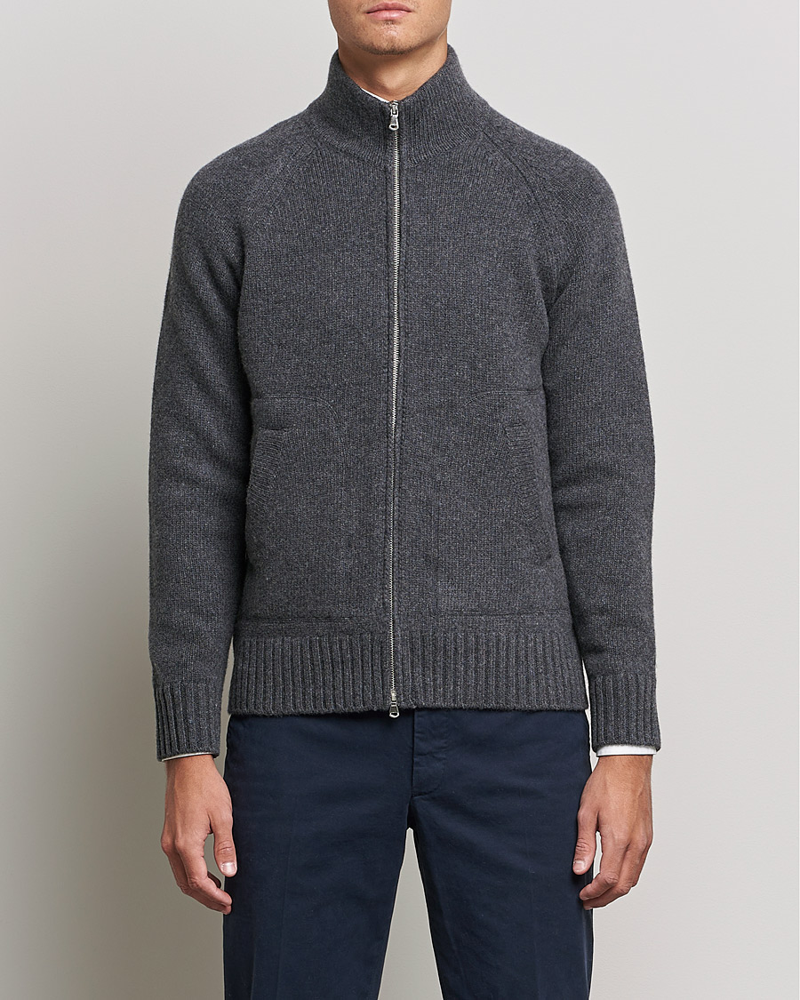 Mies | Puserot | Altea | Wool Zip Jacket Grey Melange