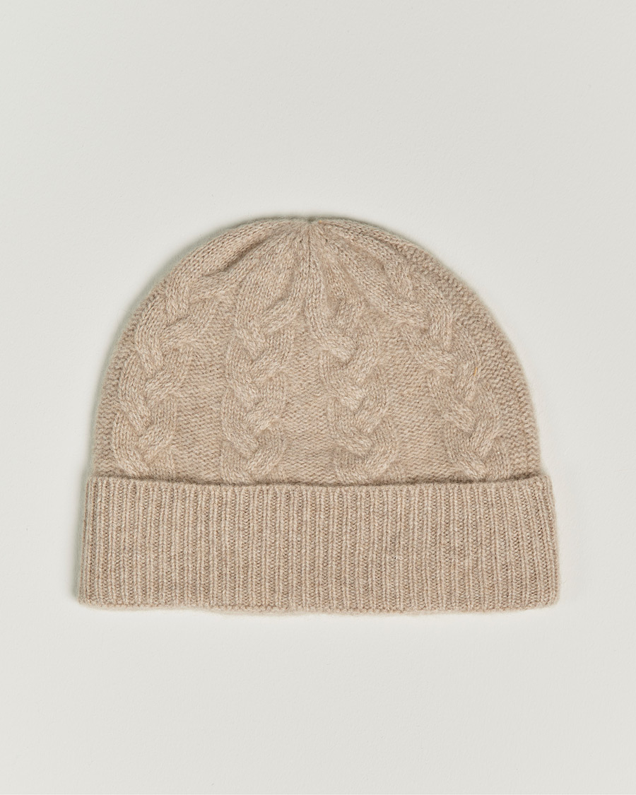 Mies | Amanda Christensen Cashmere Cable Knitted Cap Beige Melange | Amanda Christensen | Cashmere Cable Knitted Cap Beige Melange