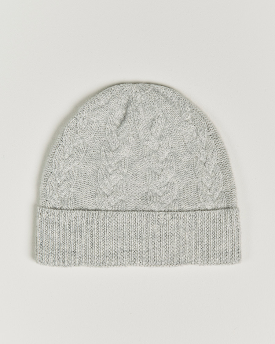 Mies | Amanda Christensen Cashmere Cable Knitted Cap Light Grey Melange | Amanda Christensen | Cashmere Cable Knitted Cap Light Grey Melange