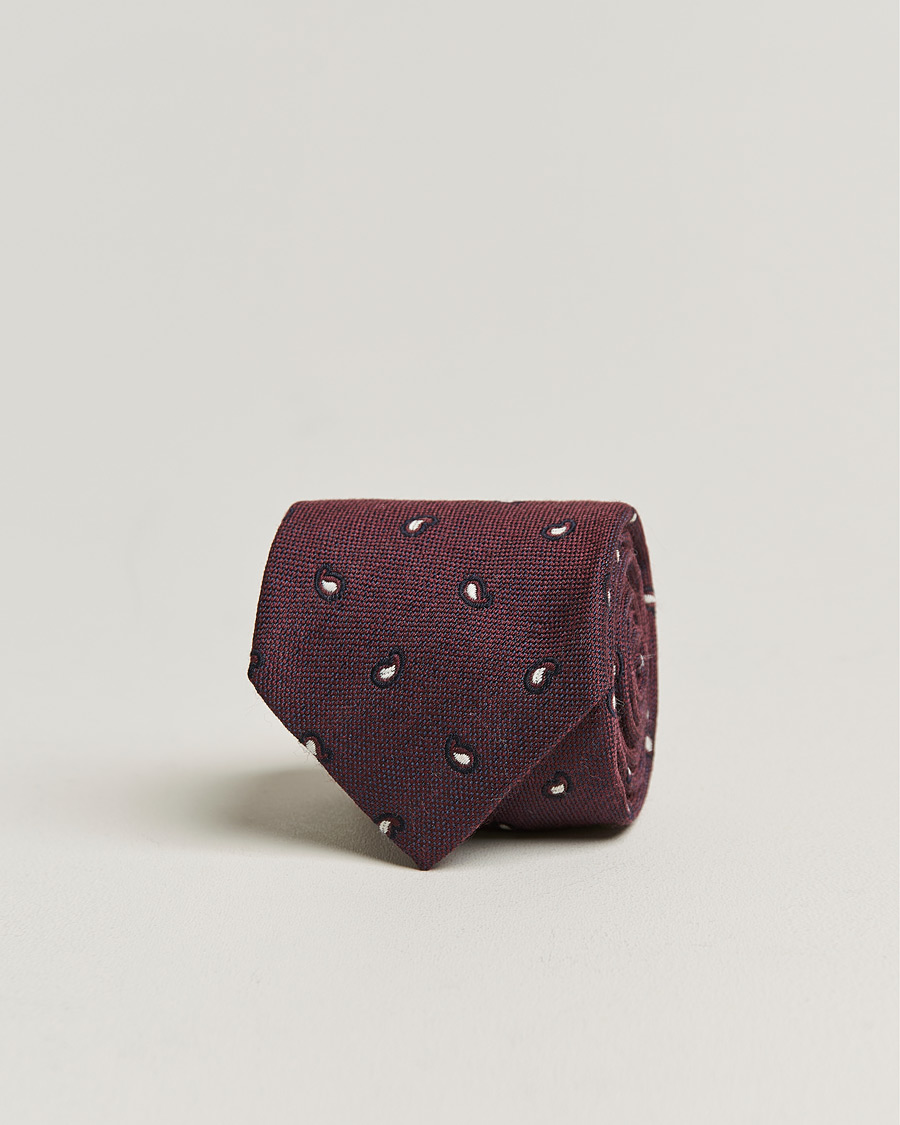 Miehet |  | Amanda Christensen | Wool/Silk 8cm Paisley Tie Wine