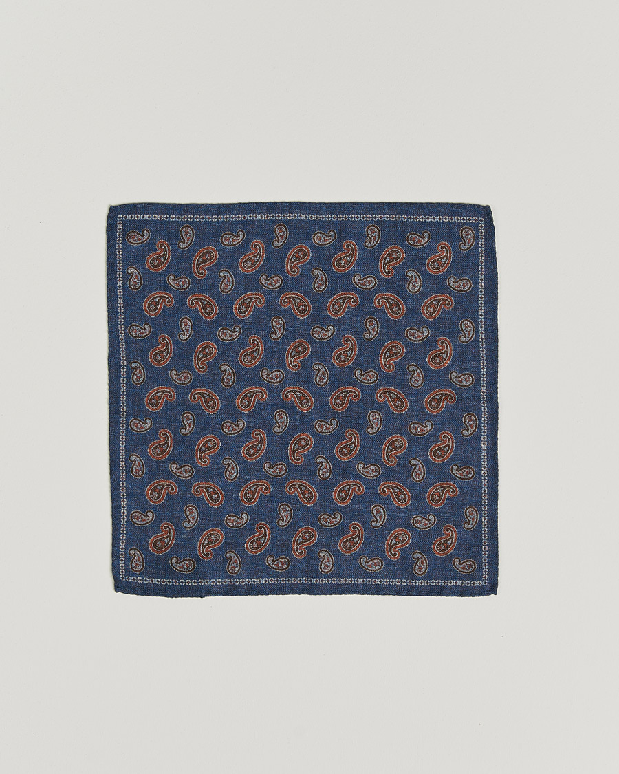Miehet |  | Amanda Christensen | Wool Flannel Doublefaced Pocket Square Navy