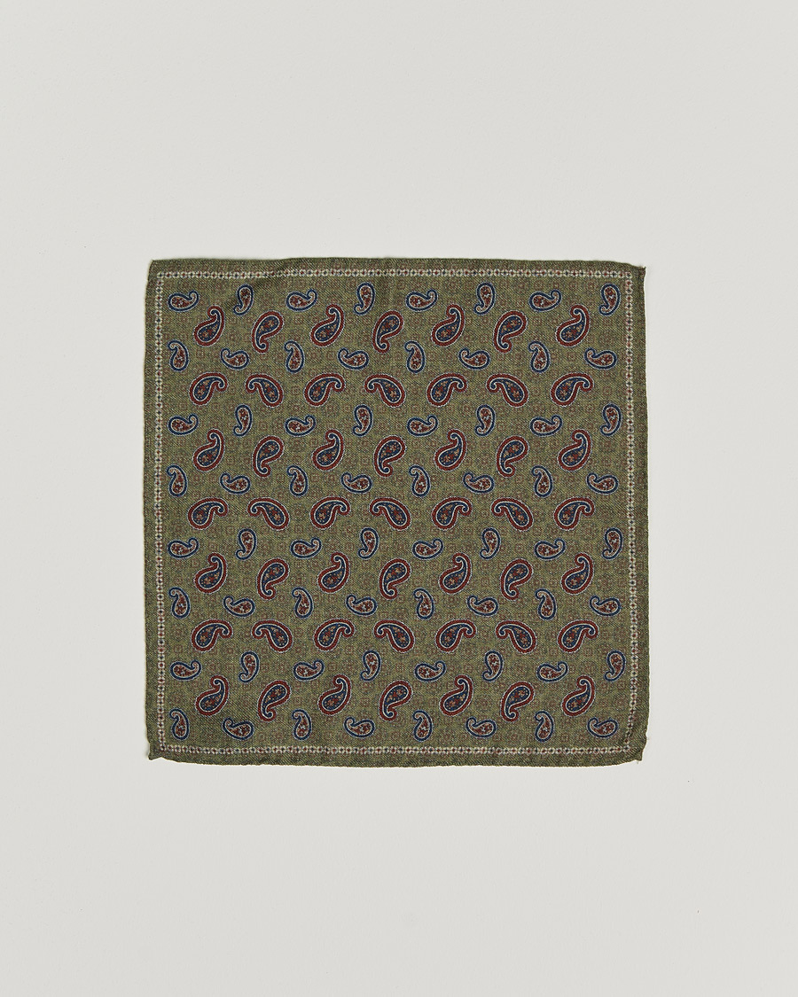 Miehet |  | Amanda Christensen | Wool Flannel Doublefaced Pocket Square Green
