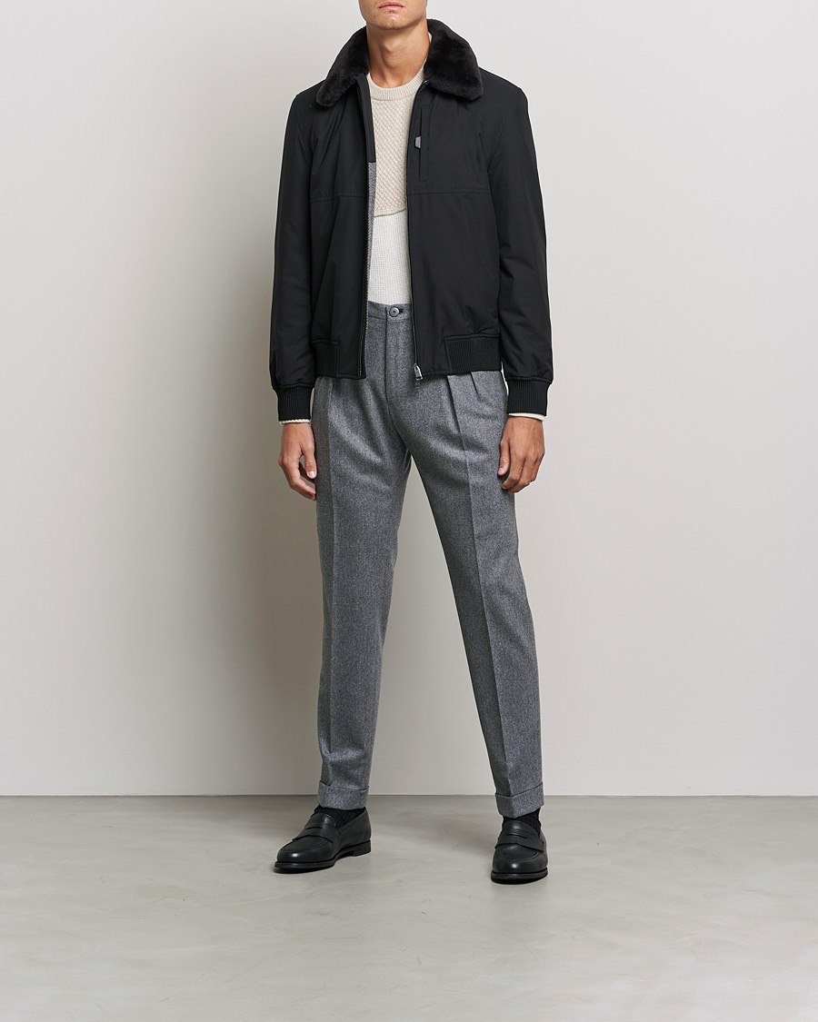 Mies | Takit | Brioni | Performa Silk Shearling Jacket Black