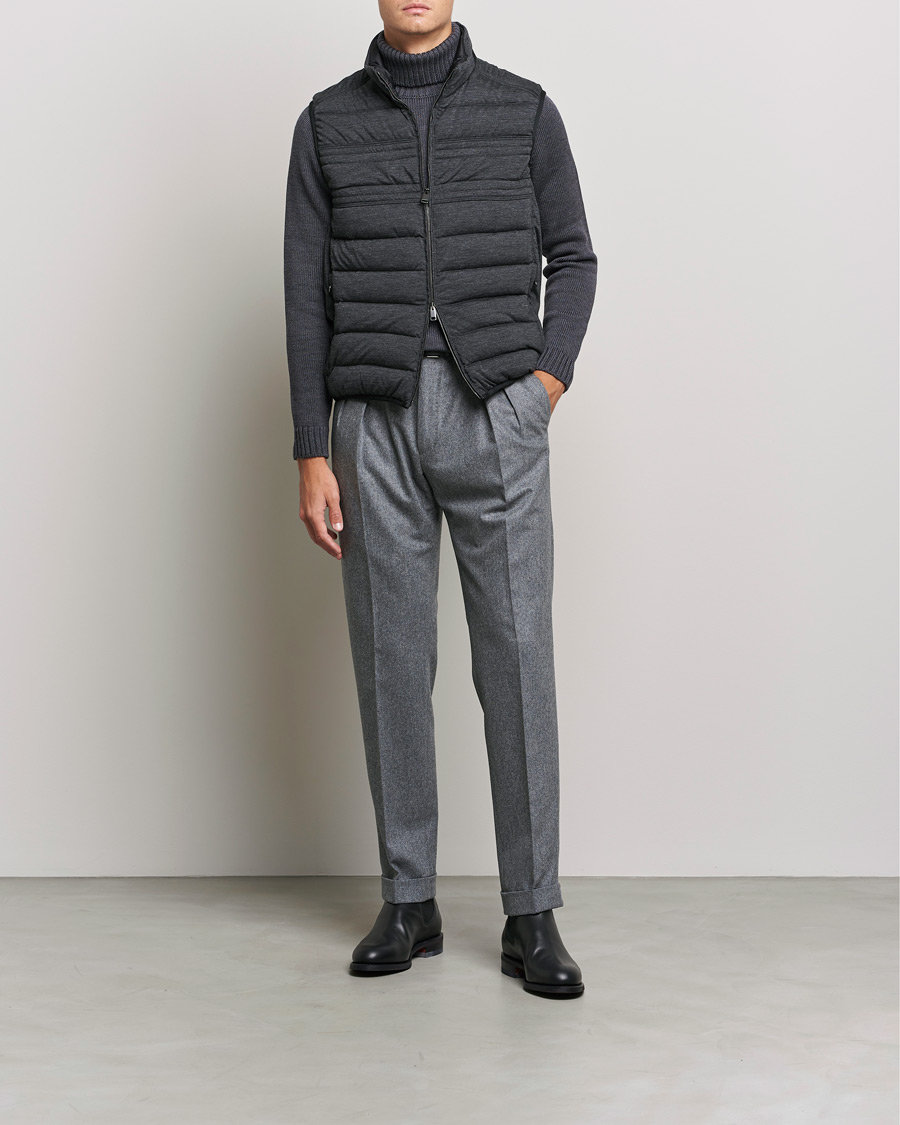 Mies | Takit | Brioni | Cashmere/Wool Jersey Vest Dark Grey Melange