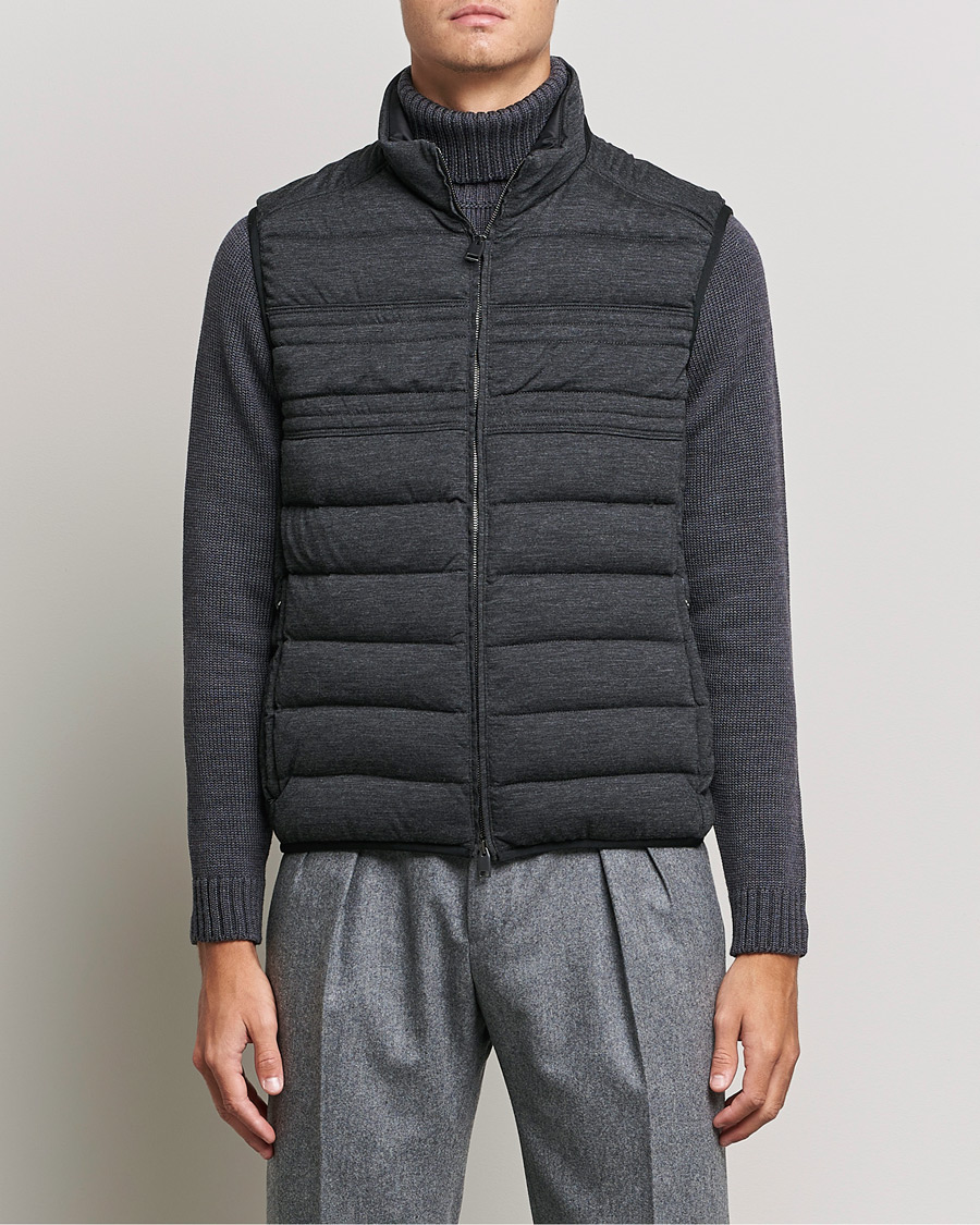 Mies | Takit | Brioni | Cashmere/Wool Jersey Vest Dark Grey Melange