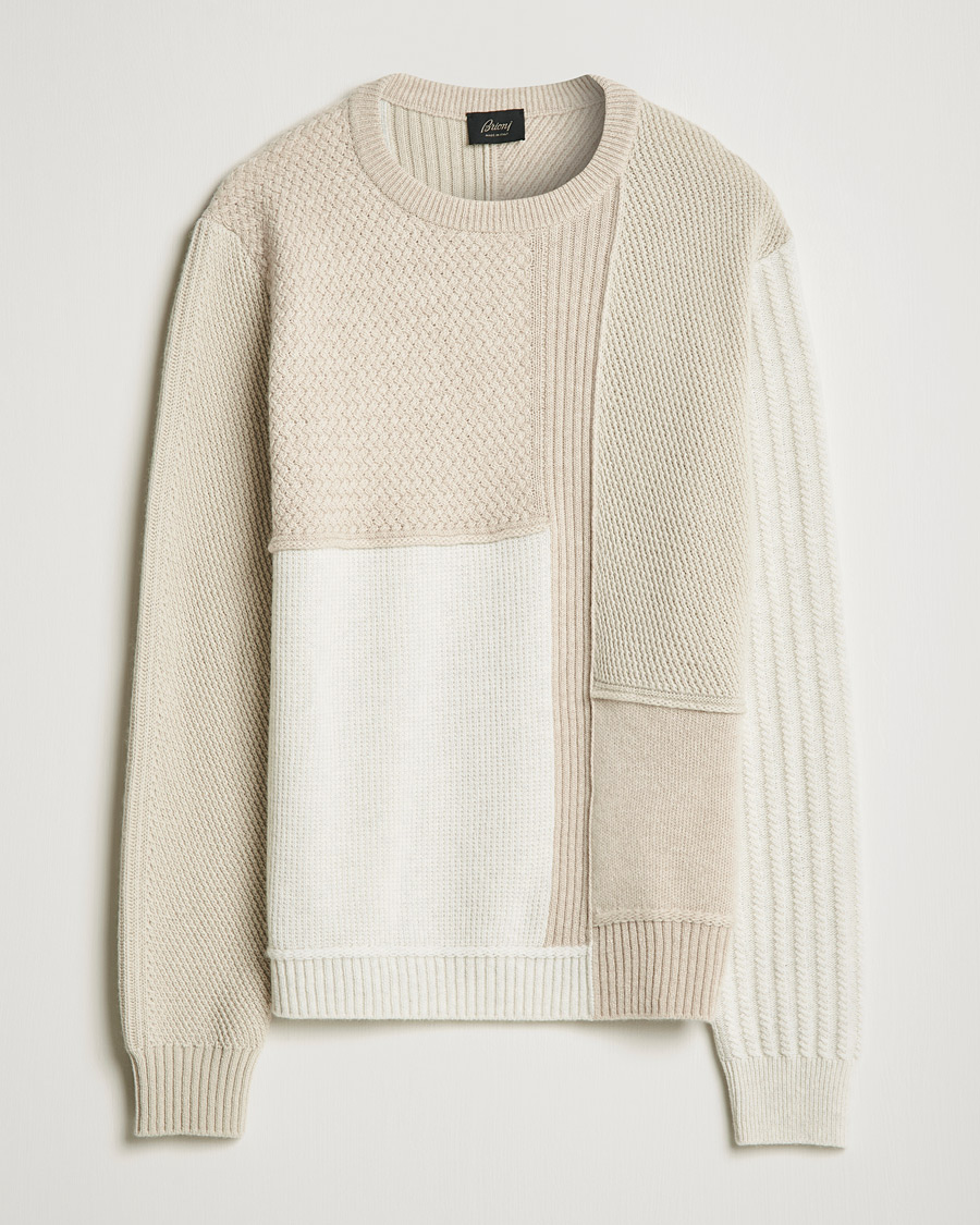 Mies | Puserot | Brioni | Wool/Cashmere Patchwork Sweater Beige