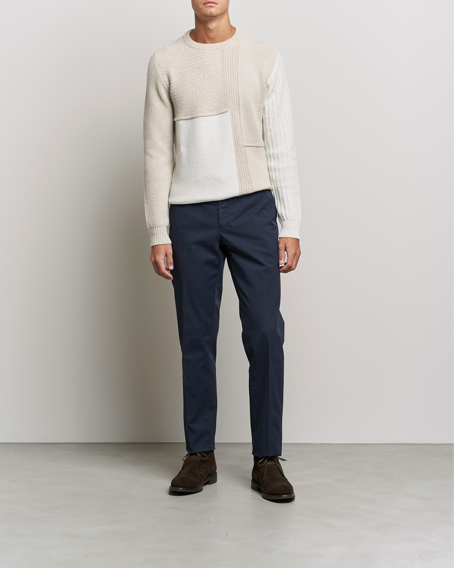 Mies | Puserot | Brioni | Wool/Cashmere Patchwork Sweater Beige
