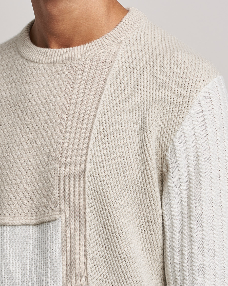Mies | Puserot | Brioni | Wool/Cashmere Patchwork Sweater Beige