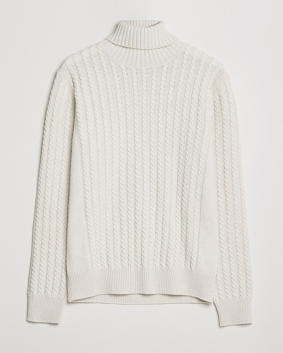Mies | Puserot | Brioni | Cashmere Cable Turtleneck Off White
