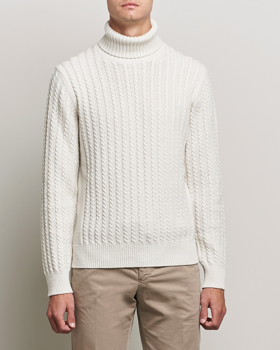 Mies | Puserot | Brioni | Cashmere Cable Turtleneck Off White