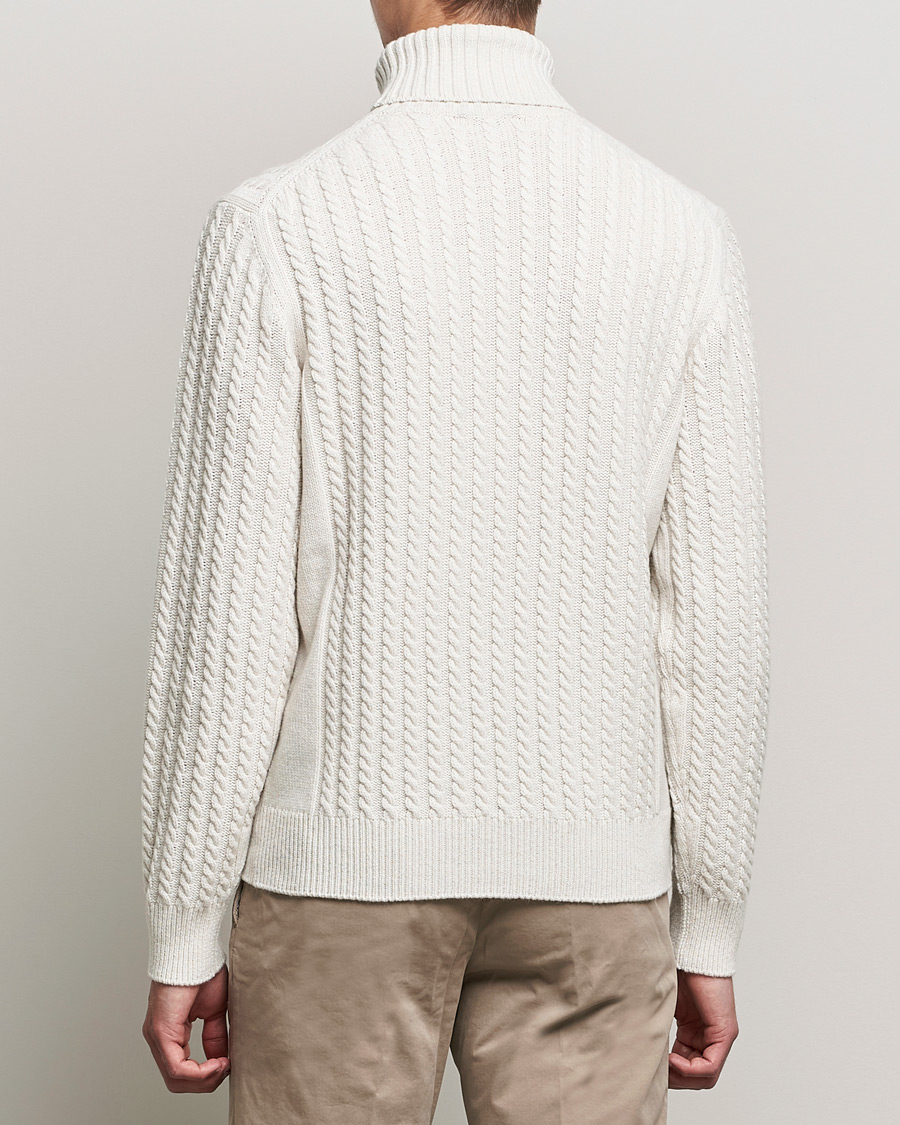 Mies | Puserot | Brioni | Cashmere Cable Turtleneck Off White
