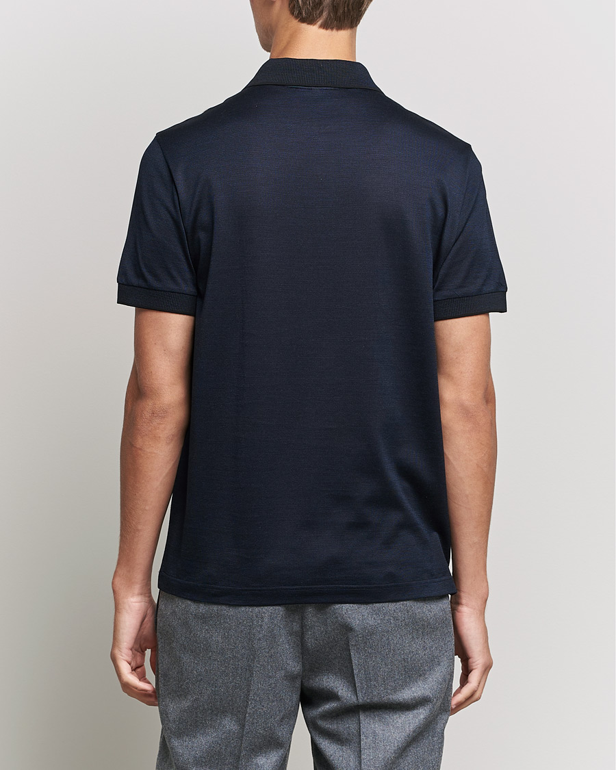 Mies | Pikeet | Brioni | Cotton/Silk Short Sleeve Polo Navy