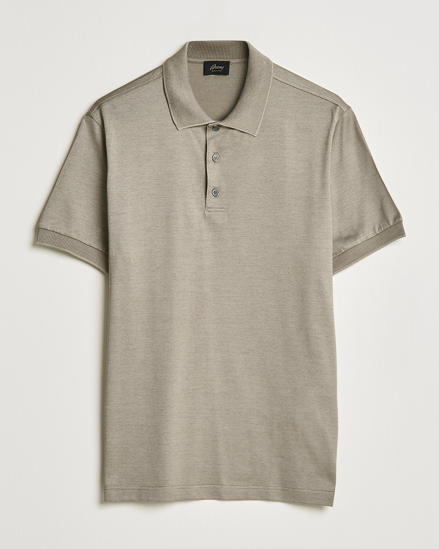 Mies | Pikeet | Brioni | Cotton/Silk Short Sleeve Polo Beige
