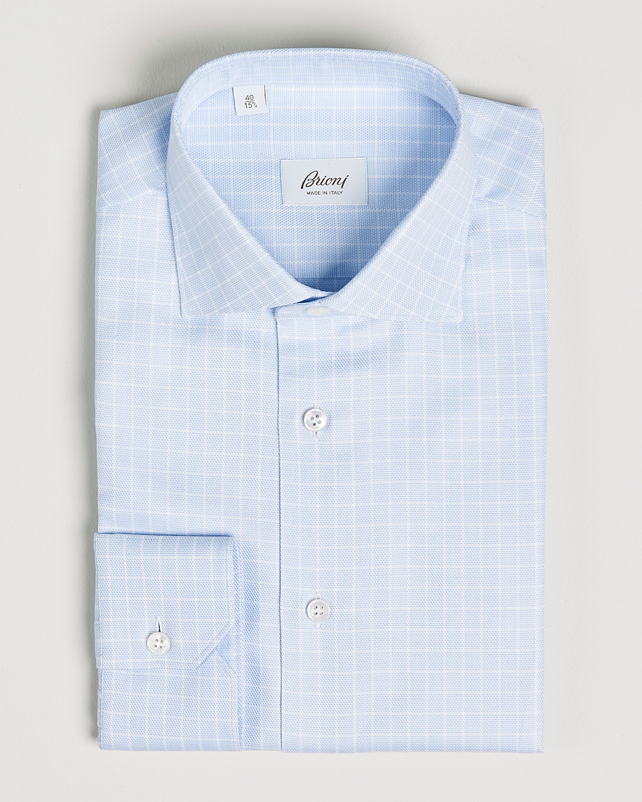 Mies | Kauluspaidat | Brioni | Slim Fit Dress Shirt Light Blue Check