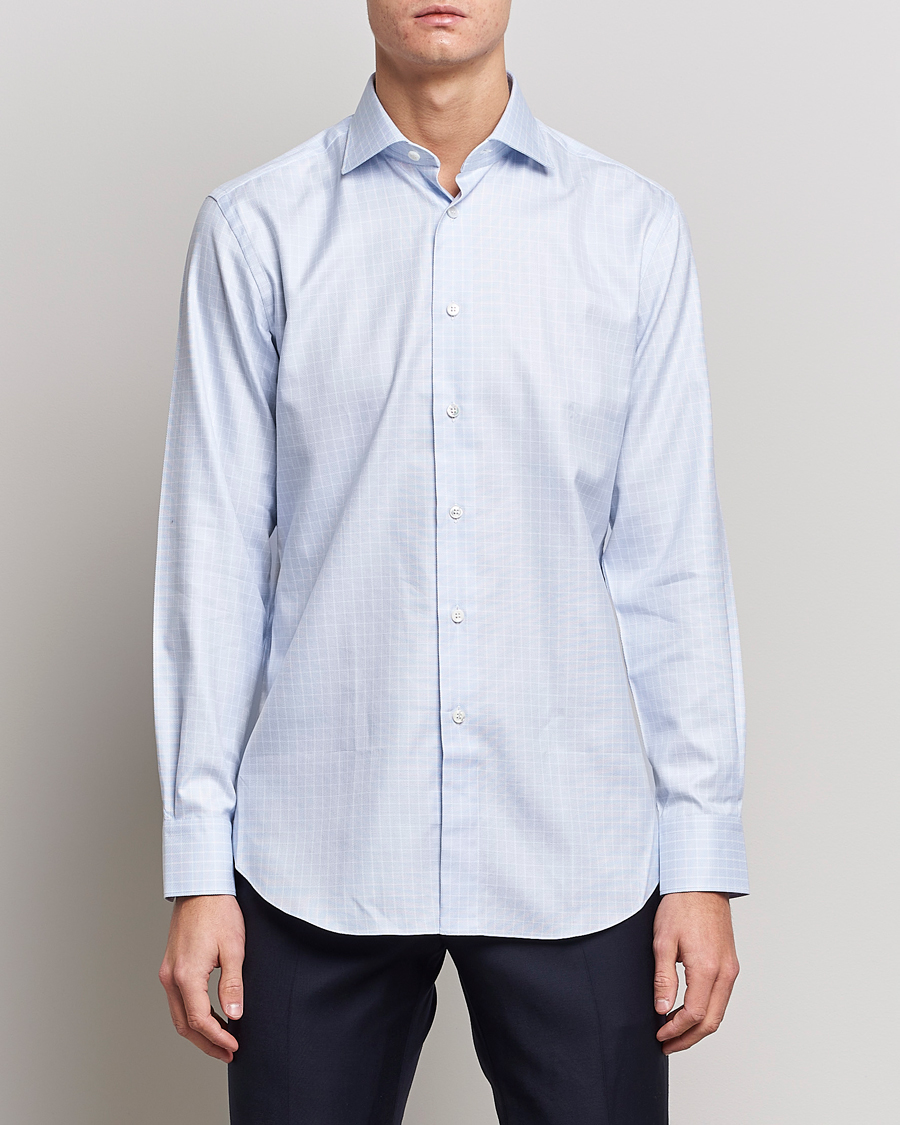Mies | Kauluspaidat | Brioni | Slim Fit Dress Shirt Light Blue Check