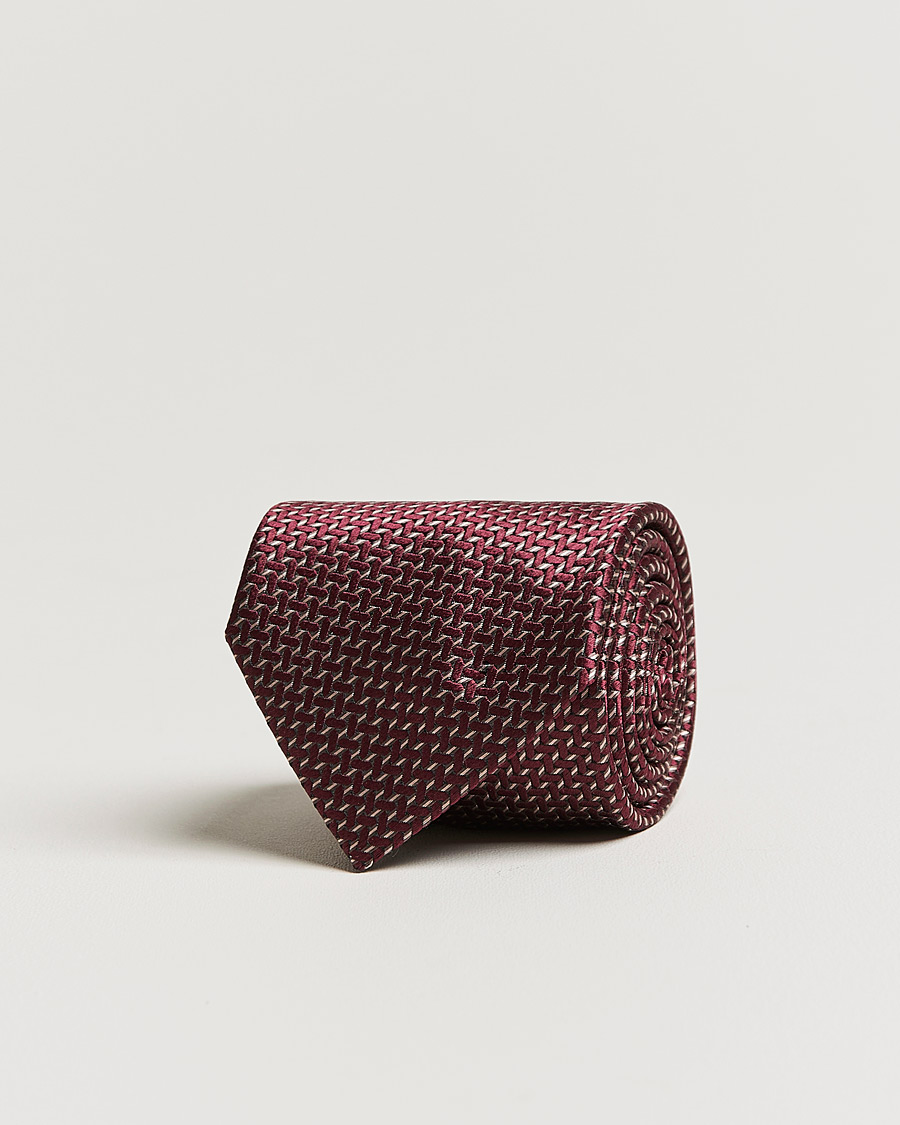 Miehet |  | Brioni | Micro Pattern Silk Tie Burgundy