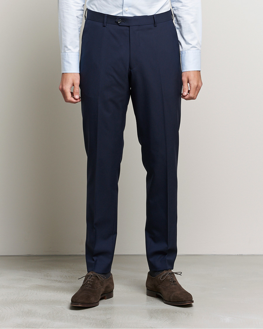 Mies |  | Oscar Jacobson | Denz Super 120's Wool Trousers Navy