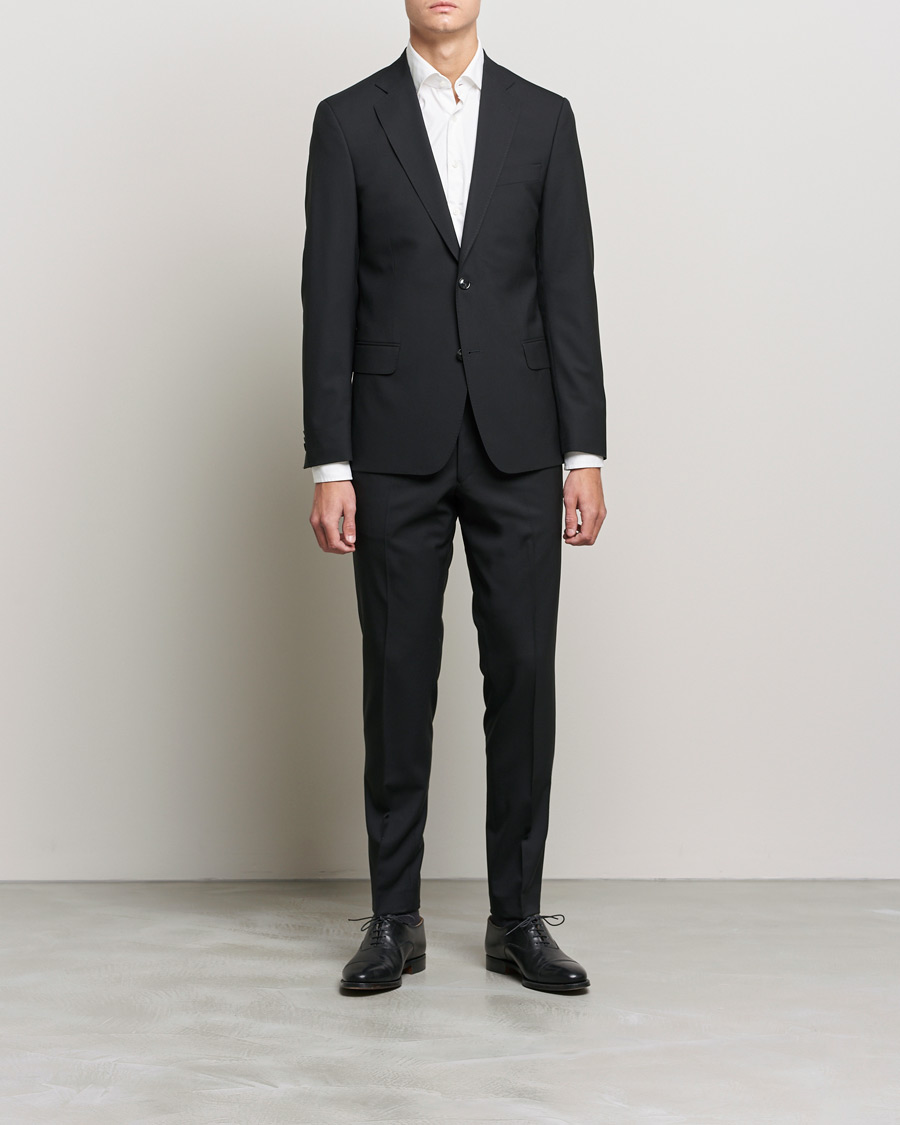 Mies | Housut | Oscar Jacobson | Denz Super 120's Wool Trousers Black