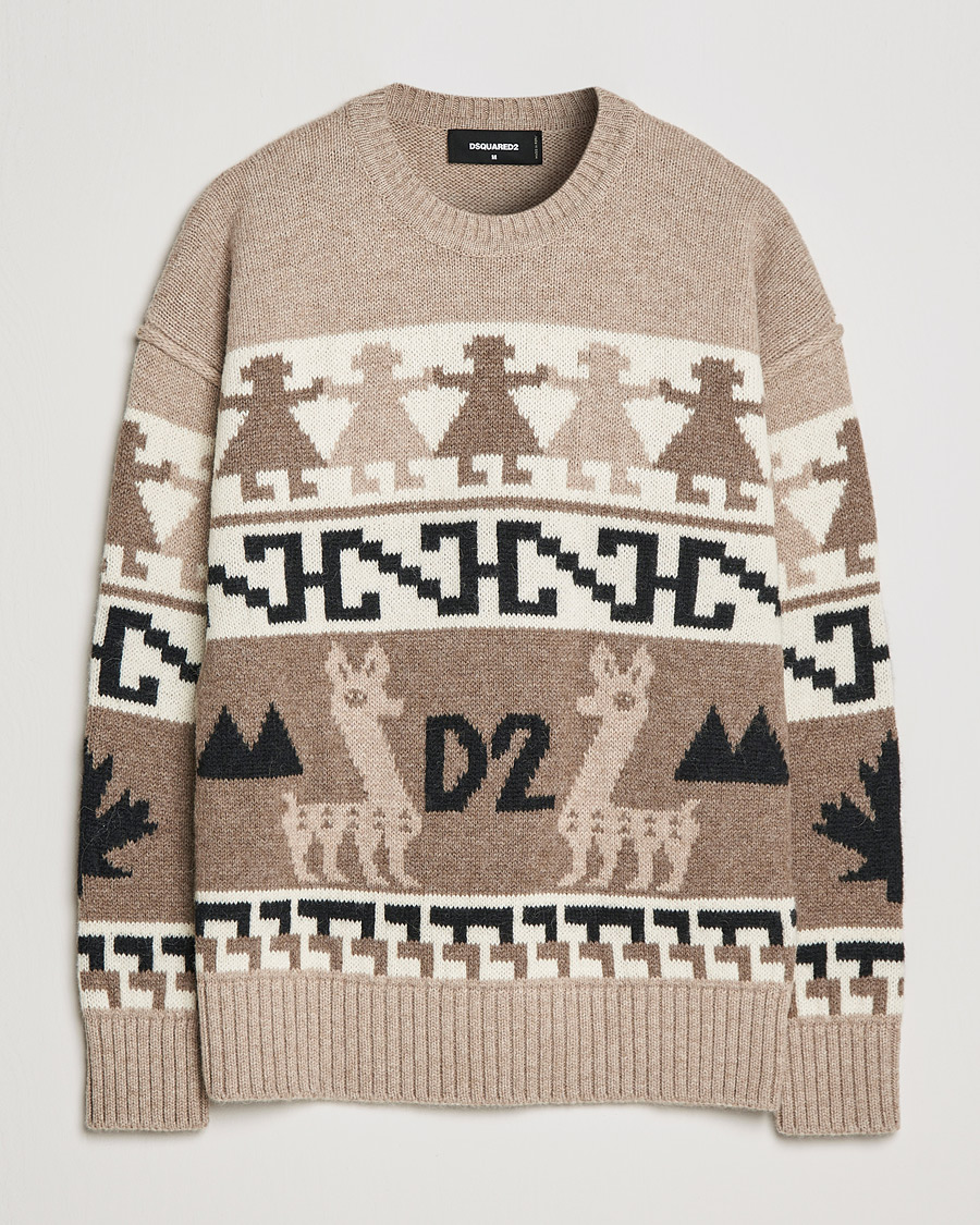 Mies | Puserot | Dsquared2 | Llamas Heavy knitted Sweater Beige