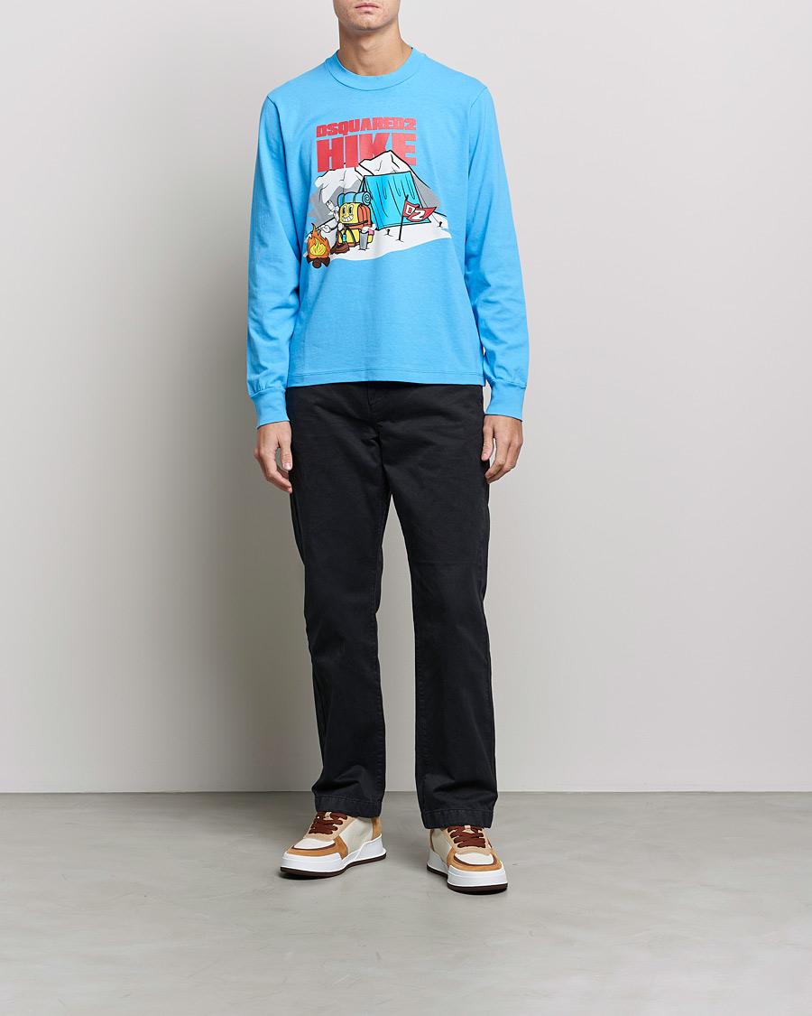 Mies | T-paidat | Dsquared2 | Base Camp Long Sleeve Tee Light Blue
