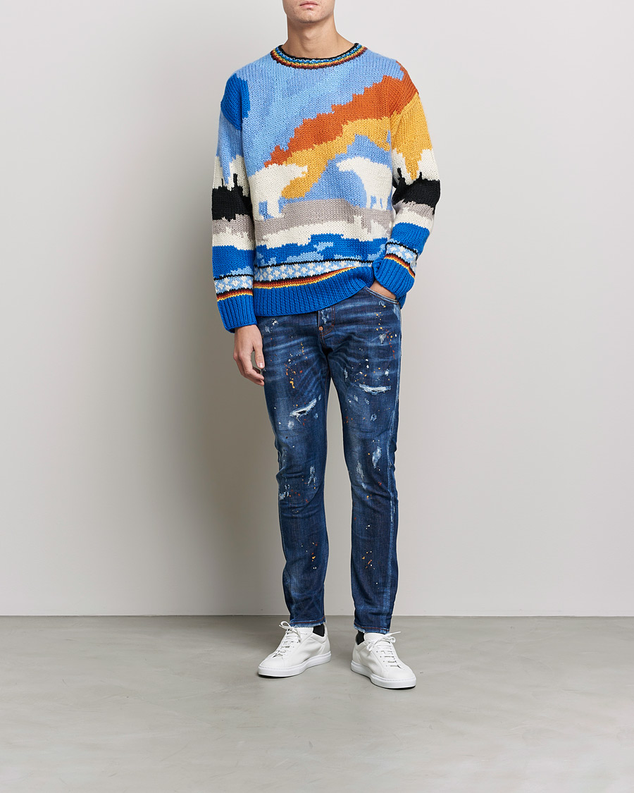 Mies |  | Dsquared2 | Bear Dawns Knitted Sweater Blue/White