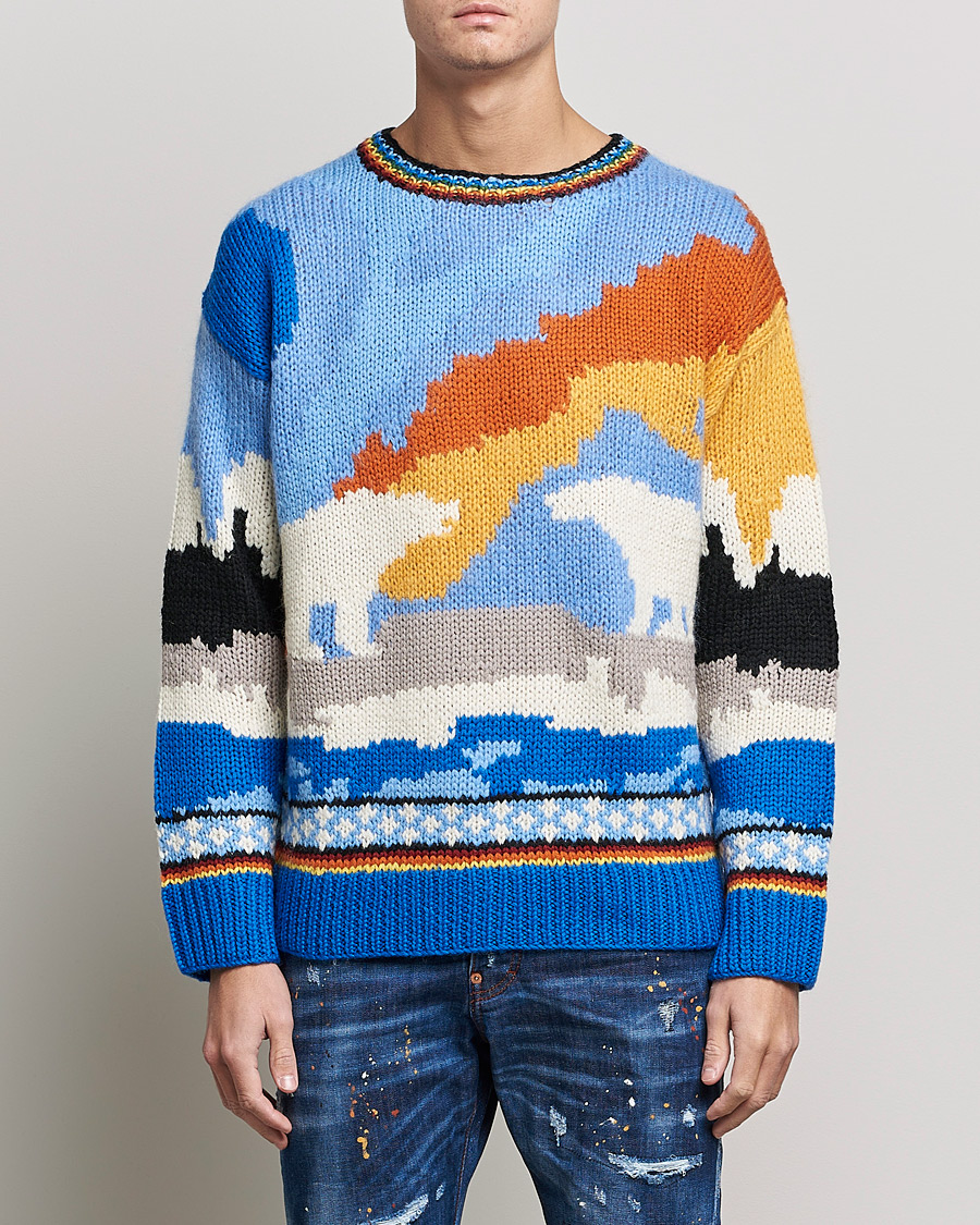 Mies | Jouluneuleet | Dsquared2 | Bear Dawns Knitted Sweater Blue/White