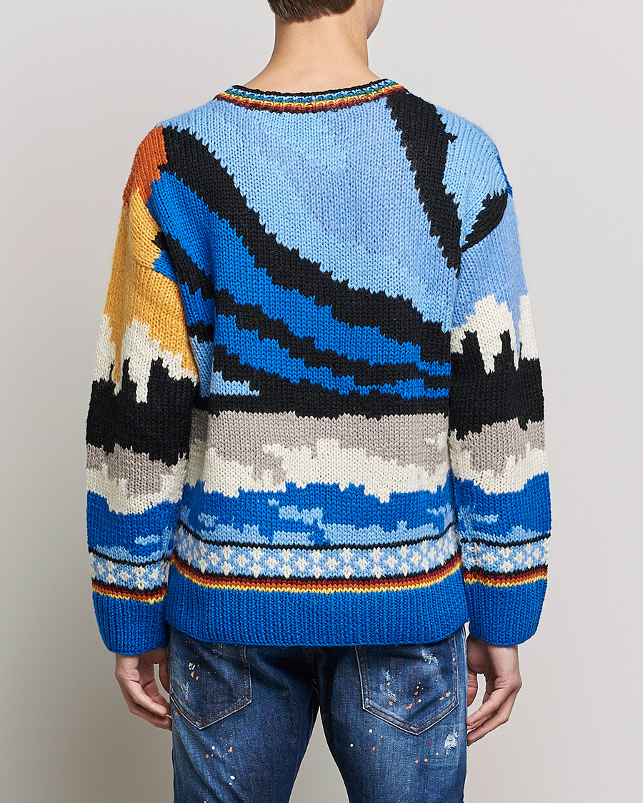 Mies | Puserot | Dsquared2 | Bear Dawns Knitted Sweater Blue/White