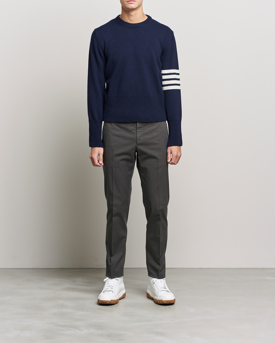 Mies | Puserot | Thom Browne | 4 Bar Shetland Pullover Navy