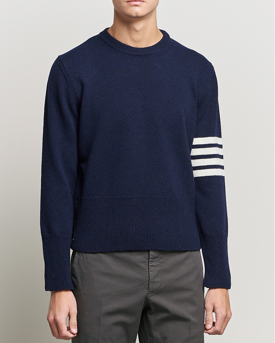 Mies | Puserot | Thom Browne | 4 Bar Shetland Pullover Navy