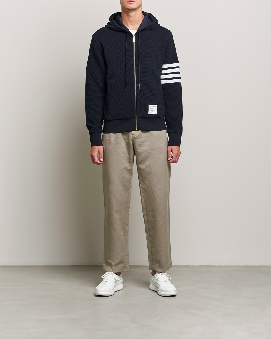 Mies | Puserot | Thom Browne | Ottoman Rib Zip Hoodie Navy