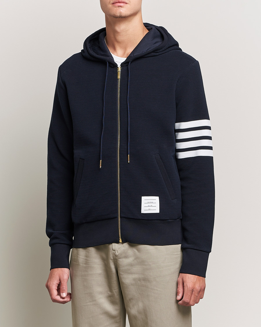 Mies | Puserot | Thom Browne | Ottoman Rib Zip Hoodie Navy