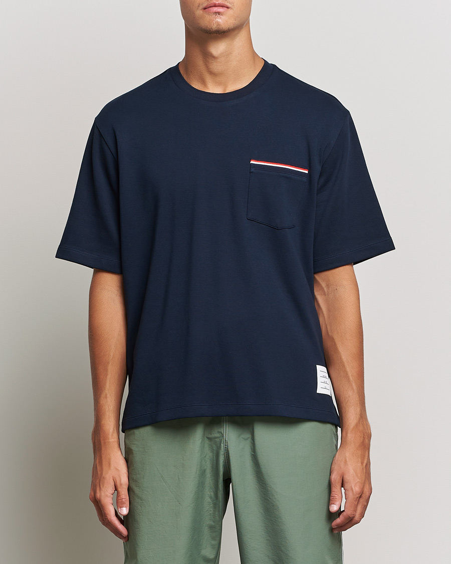 Mies |  | Thom Browne | Oversize Pocket Stripe T-Shirt Navy
