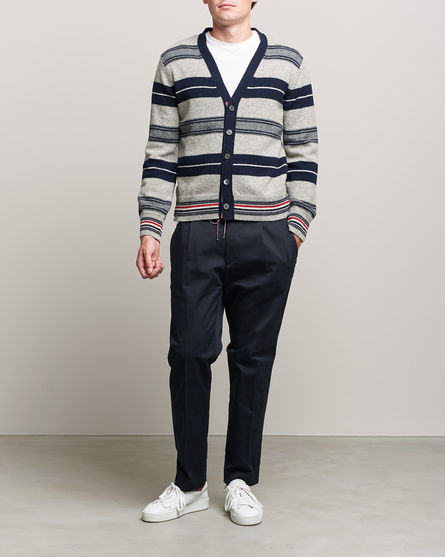 Mies | Puserot | Thom Browne | Tartan Stripe Wool Cardigan Medium Grey