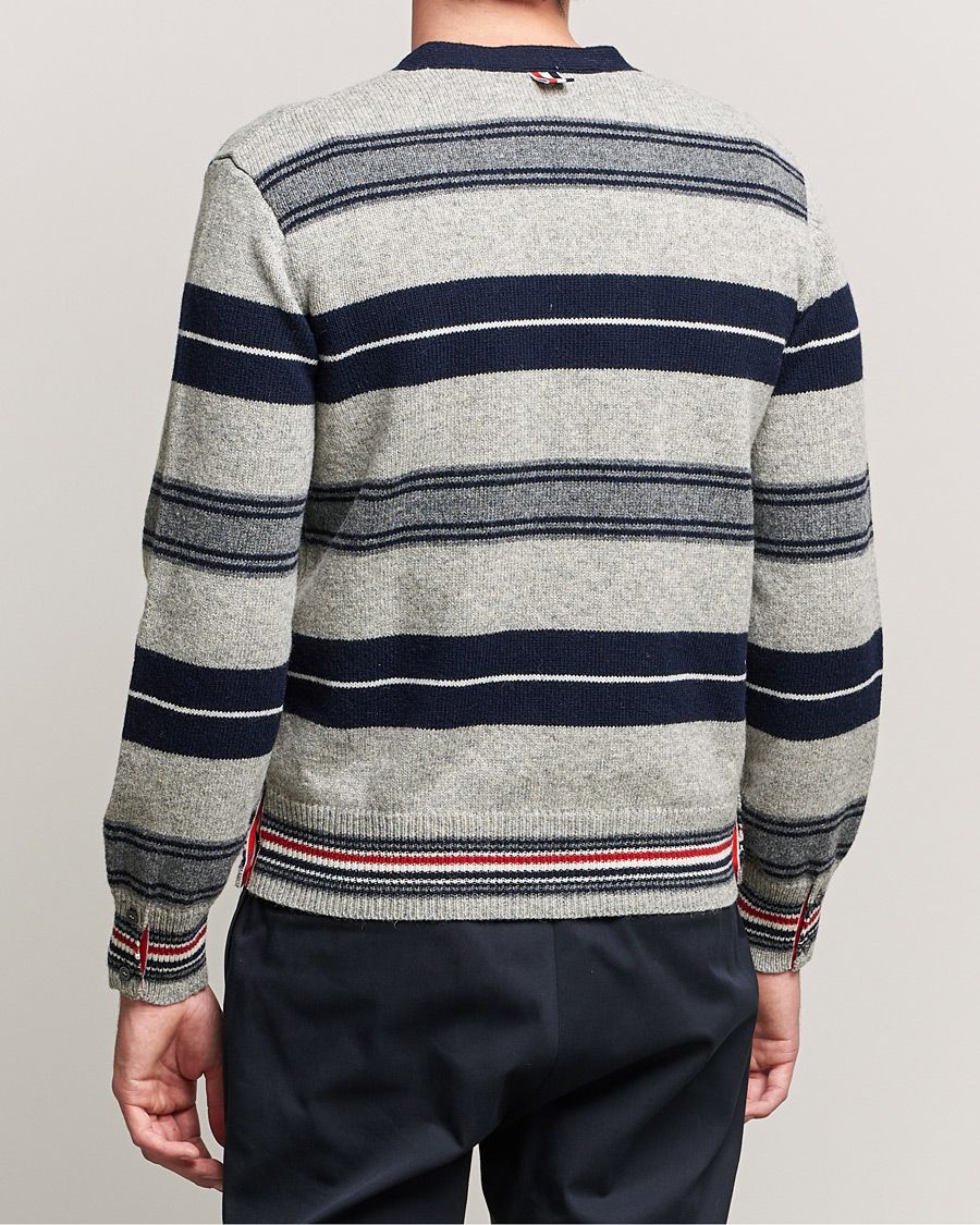 Mies | Puserot | Thom Browne | Tartan Stripe Wool Cardigan Medium Grey