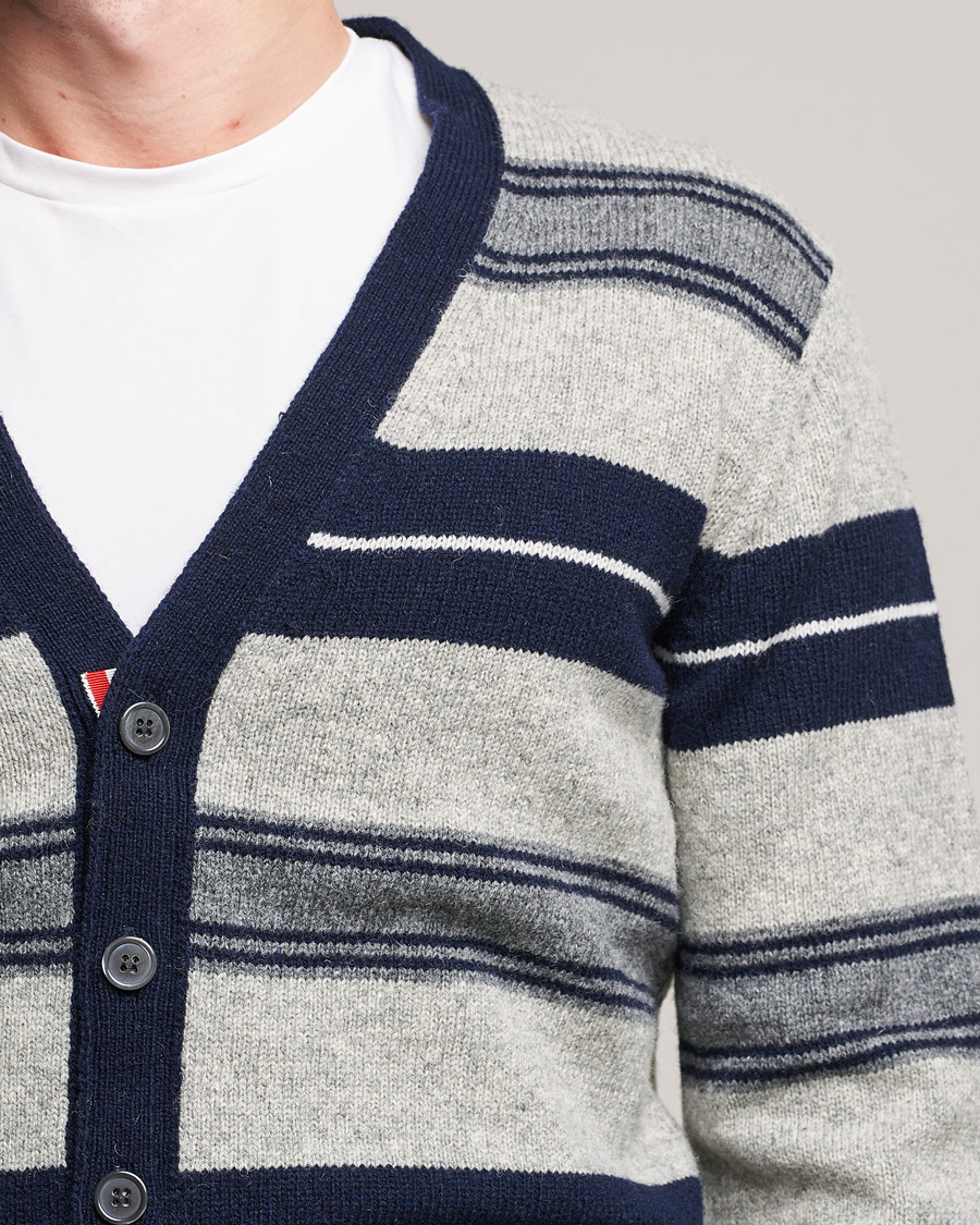 Mies | Puserot | Thom Browne | Tartan Stripe Wool Cardigan Medium Grey