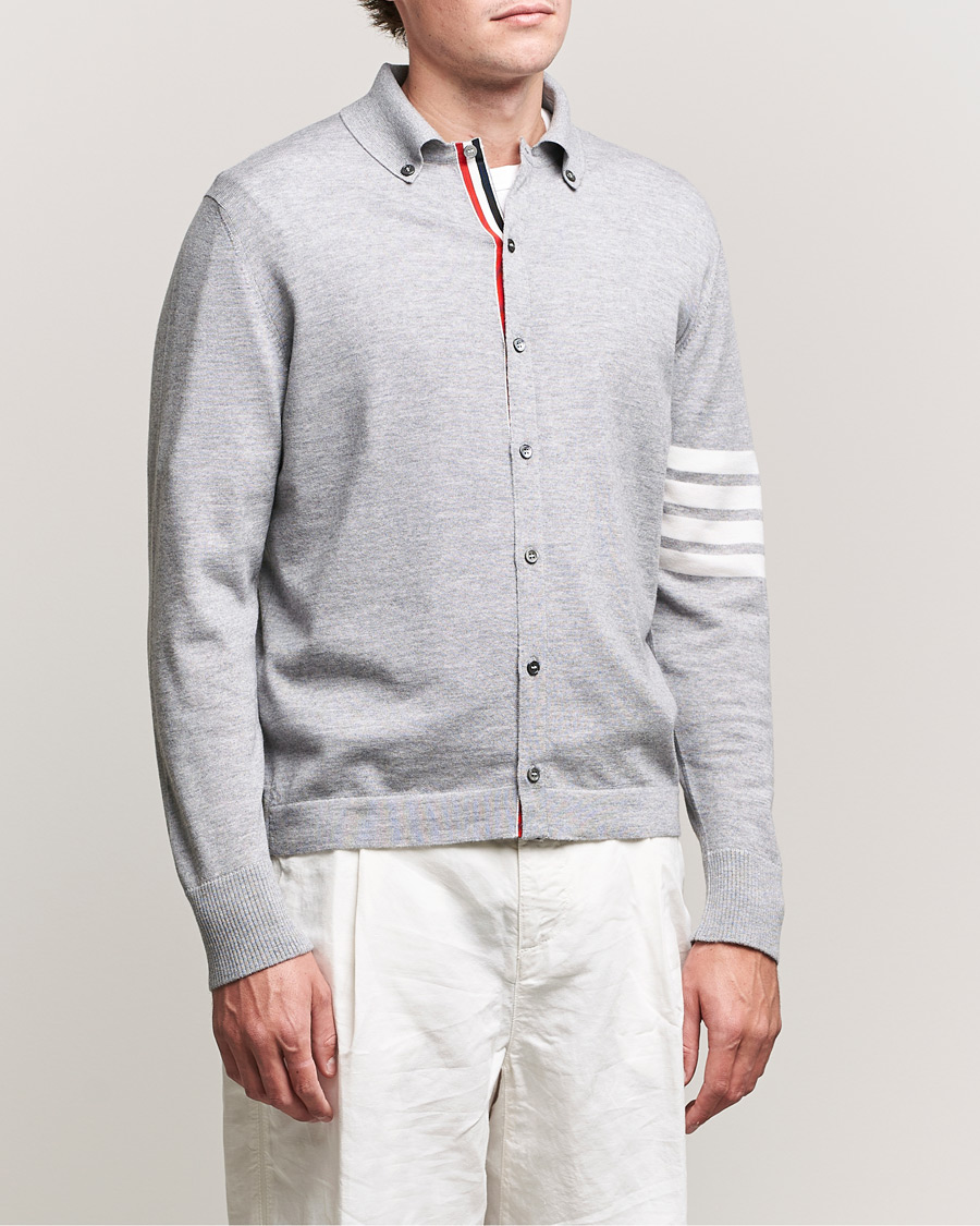 Mies |  | Thom Browne | Merino Wool Button Down Shirt Light Grey