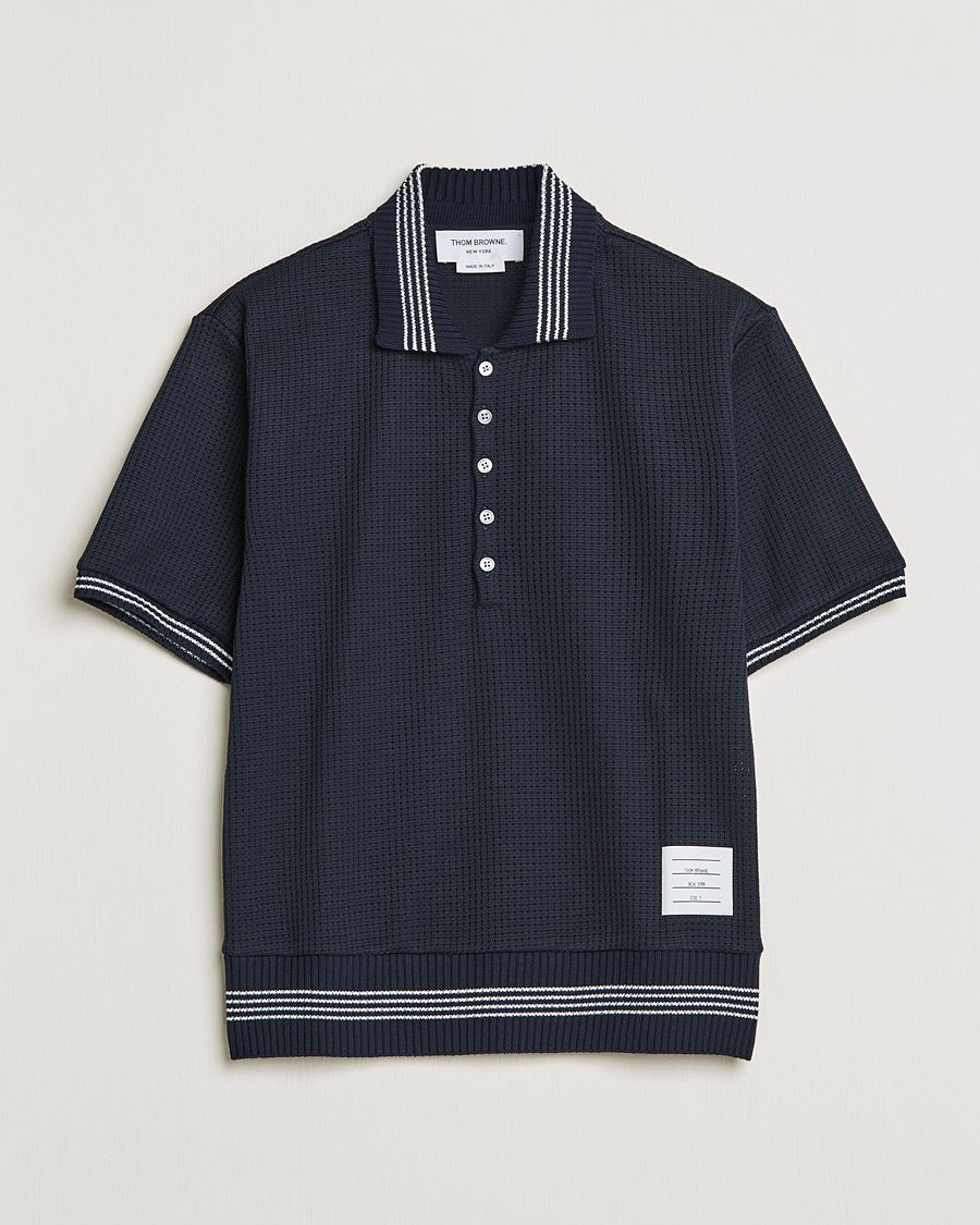 Mies | Pikeet | Thom Browne | Rib Cuff Polo Navy