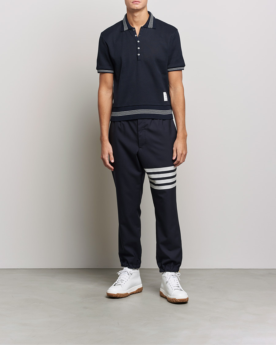 Mies | Pikeet | Thom Browne | Rib Cuff Polo Navy