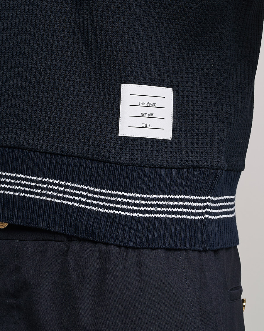 Mies | Pikeet | Thom Browne | Rib Cuff Polo Navy