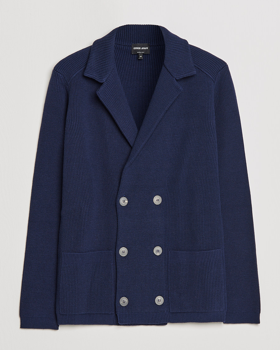 Mies | Pikkutakit | Giorgio Armani | Double Breasted Knitted Blazer Navy
