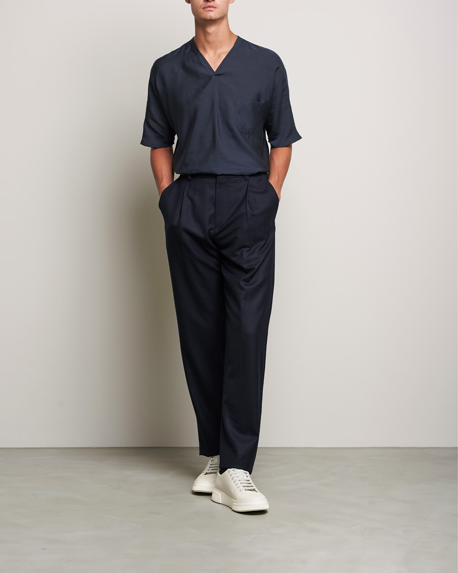 Mies | Italian Department | Giorgio Armani | Silk Blend T-Shirt Navy